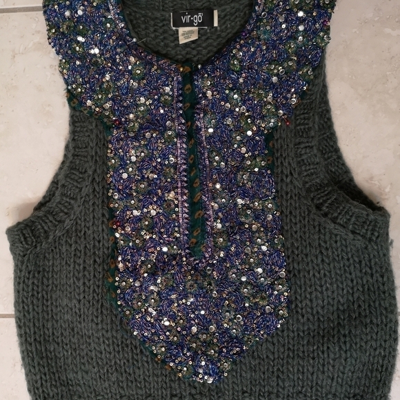 NEO-VINTAGE upcycled J.Crew beaded knit sweater vest - TheStyleMinr.com Vintage - Picture 1 of 5